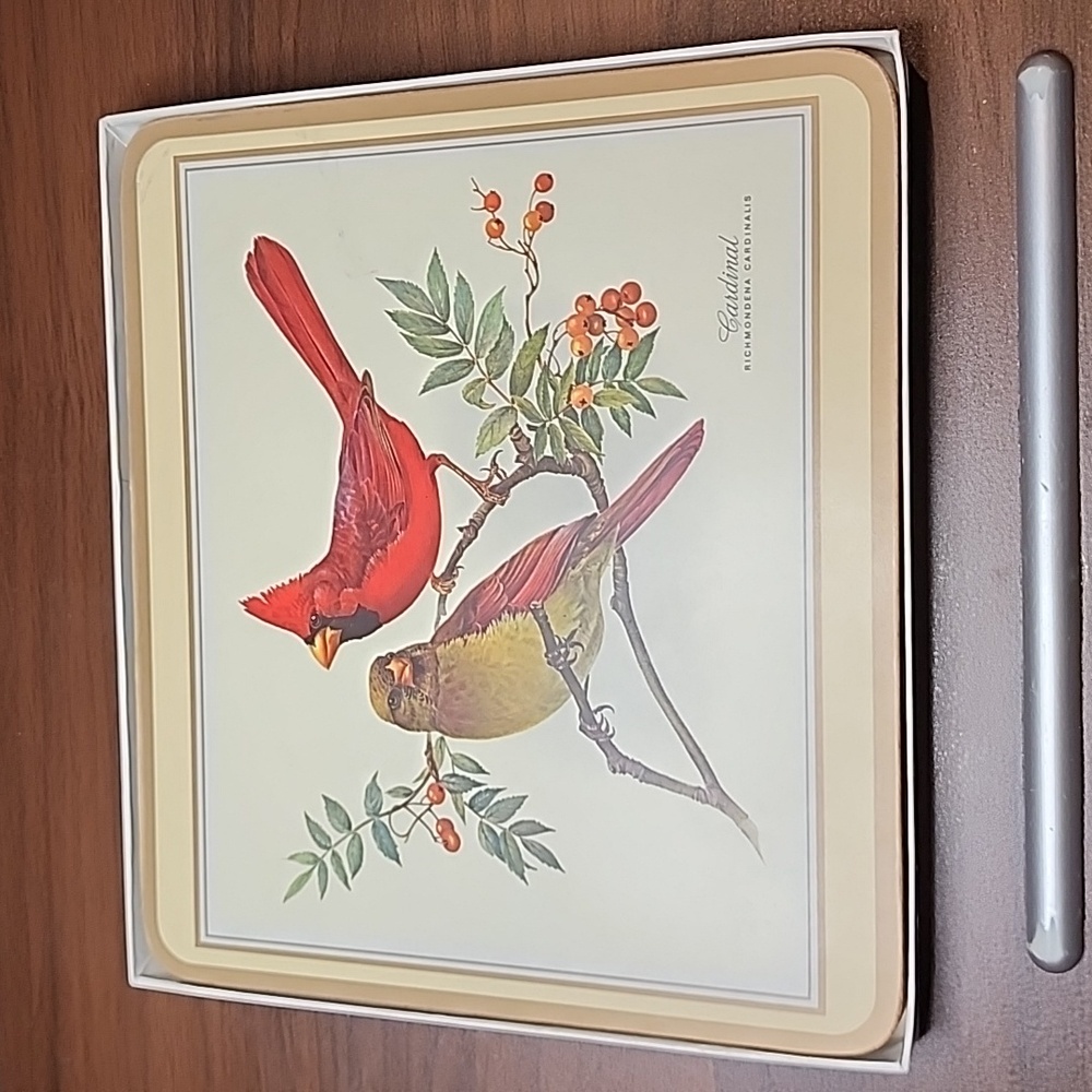 4 Acrylic Bird Pair Placemats by Pimpernel 8 5/8" x 7 5/8"
